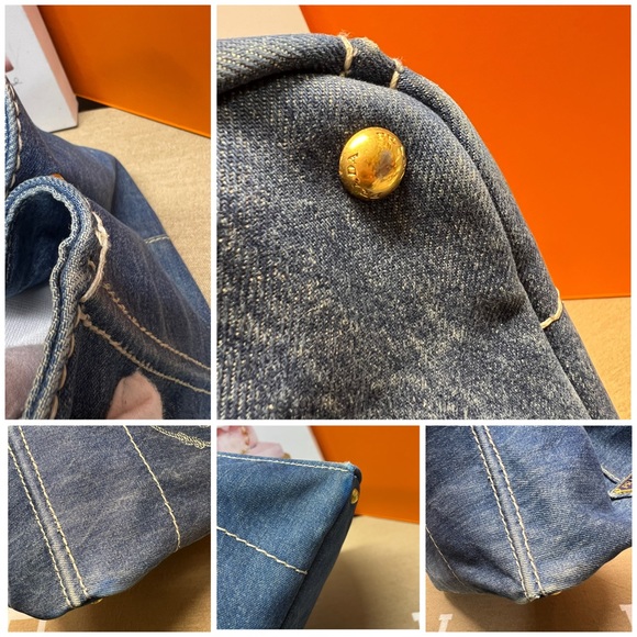 PRADA Large Denim Canapa Logo Tote-194 - Picture 14 of 16